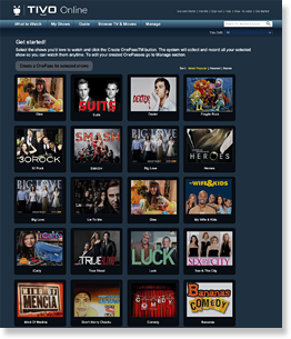 screenshot of tivo online